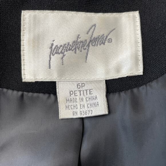 JACQUELINE FERRAR Blazer Womens 6 Black Petite Career Formal Elegant Minimalist - Picture 7 of 9